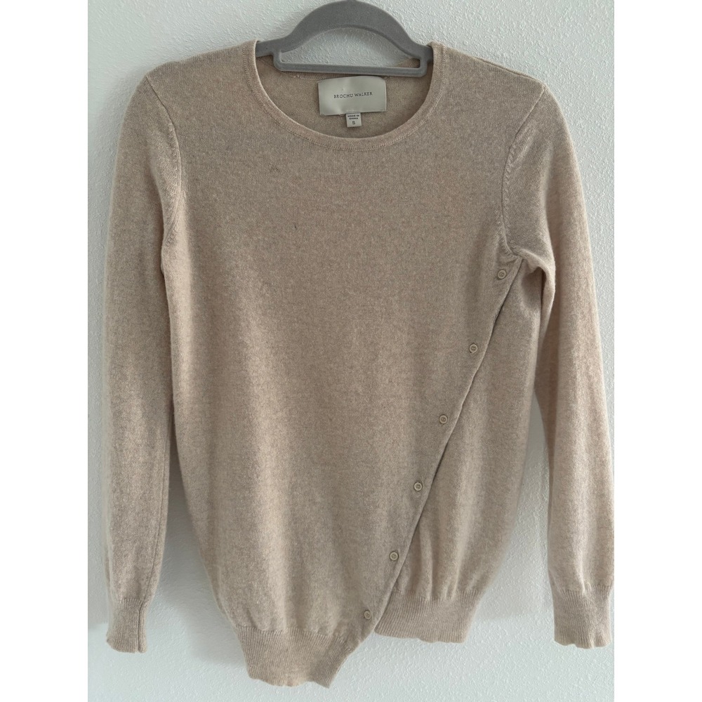 Brochu‎ Walker Cashmere Sweater Womens Small Cream Quiet Luxury Preppy Old Money